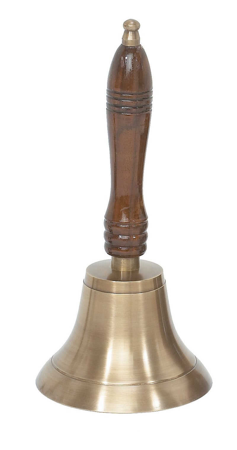 School Teachers Brass Plated Bell with Wooden Handle by Upper Deck